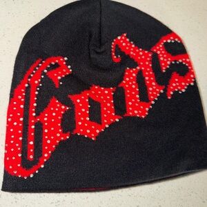 Godspeed Black Beanie with Red Studded Script